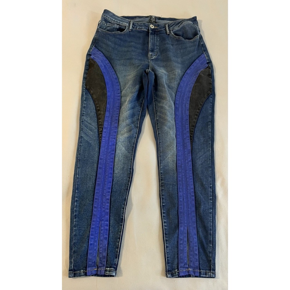 Ashley Stewart Jeans Sz 16 Blue Women's Y2K Slits‎